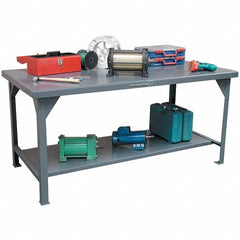 Strong Hold - Stationary Work Benches, Tables Type: Work Table Top Material: 7 Gauge Steel - Exact Tool & Supply