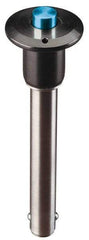 Jergens - 5/8" Diam, 3" Usable Length, Button Handle, Push Button Quick Release Pin - 4-1/4" Overall Length, Grade 17-4 Stainless Steel, Passivated Finish - Exact Tool & Supply