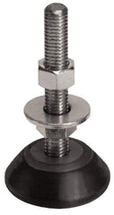 Mason Ind. - 250 Lb Capacity, 1/2-13 Thread, 3-3/8" OAL, Steel Stud, Studded Socket Mount Leveling Mount - 2-1/2" Stud Length, 2-1/4" Base Diam, Neoprene Pad with Steel Glide - Exact Tool & Supply