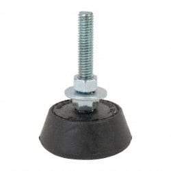 Mason Ind. - 250 Lb Capacity, 3/8-16 Thread, 3-3/8" OAL, Steel Stud, Studded Socket Mount Leveling Mount - 2-1/2" Stud Length, 2-1/4" Base Diam, Neoprene Pad with Steel Glide - Exact Tool & Supply