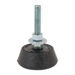 Mason Ind. - 250 Lb Capacity, 3/8-16 Thread, 3-3/8" OAL, Steel Stud, Studded Socket Mount Leveling Mount - 2-1/2" Stud Length, 2-1/4" Base Diam, Neoprene Pad with Steel Glide - Exact Tool & Supply