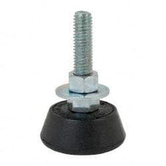 Mason Ind. - 1000 Lb Capacity, 1/2-13 Thread, 3-3/8" OAL, Steel Stud, Studded Socket Mount Leveling Mount - 2-1/2" Stud Length, 2-1/4" Base Diam, Neoprene Pad with Steel Glide - Exact Tool & Supply
