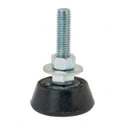 Mason Ind. - 600 Lb Capacity, 1/2-13 Thread, 3-3/8" OAL, Steel Stud, Studded Socket Mount Leveling Mount - 2-1/2" Stud Length, 2-1/4" Base Diam, Neoprene Pad with Steel Glide - Exact Tool & Supply