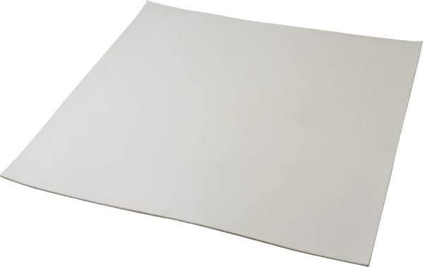 Made in USA - 12" Long, 12" Wide, 1/16" Thick, Silicone Rubber Foam Sheet - 35 to 45 Durometer, White, -20 to 500°F, 640 psi Tensile Strength, Plain Backing, Stock Length - Exact Tool & Supply