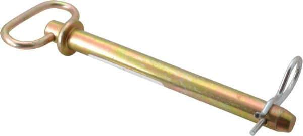 Made in USA - 5/8" Pin Diam, 6-3/4" Long, Zinc Plated Steel Pull Ring Hitch Pin - 6" Usable Length - Exact Tool & Supply