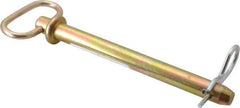 Made in USA - 5/8" Pin Diam, 6-3/4" Long, Zinc Plated Steel Pull Ring Hitch Pin - 6" Usable Length - Exact Tool & Supply