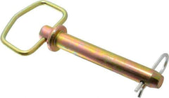 Made in USA - 3/4" Pin Diam, 5" Long, Zinc Plated Steel Pull Ring Hitch Pin - 4-1/4" Usable Length - Exact Tool & Supply