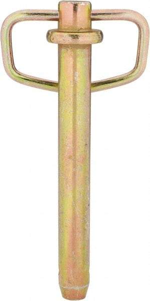 Made in USA - 3/4" Pin Diam, 6" Long, Zinc Plated Steel Pull Ring Hitch Pin - 5-1/4" Usable Length - Exact Tool & Supply
