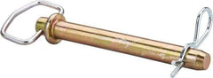 Made in USA - 7/8" Pin Diam, 7-1/2" Long, Zinc Plated Steel Pull Ring Hitch Pin - 6-1/2" Usable Length - Exact Tool & Supply