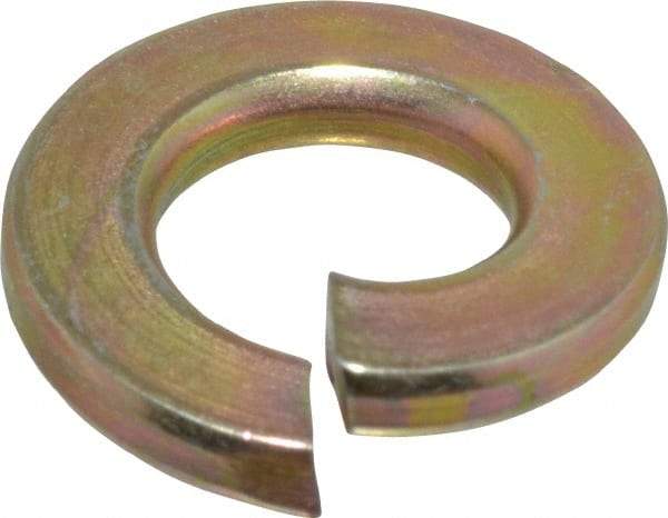 Value Collection - 1/4", 0.062" Thick Split Lock Washer - Grade 8 Alloy Steel, Zinc-Plated Finish, 0.252" Min ID, 0.26" Max ID, 0.377" Min OD, 0.487" Max OD - Exact Tool & Supply