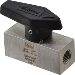 Parker - 1/8" Pipe, 3,000 psi WOG Rating, 316 Stainless Steel, Inline, One Way Instrumentation Plug Valve - Wedge Handle, FNPT x FNPT End Connections, Viton Seal - Exact Tool & Supply