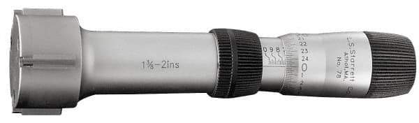 Starrett - 10 to 11", 4-5/8" Gage Depth, Mechanical Inside Hole Micrometer - 0.0003" Graduation, 0.00035" Accuracy, Ratchet Stop Thimble - Exact Tool & Supply