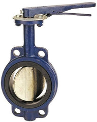 NIBCO - 8" Pipe, Wafer Butterfly Valve - Lever Handle, Cast Iron Body, Buna-N Seat, 200 WOG, Aluminum Bronze Disc, Stainless Steel Stem - Exact Tool & Supply