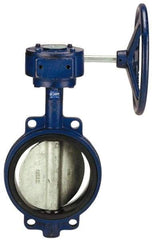 NIBCO - 5" Pipe, Wafer Butterfly Valve - Gear Handle, Cast Iron Body, EPDM Seat, 200 WOG, Ductile Iron Disc, Stainless Steel Stem - Exact Tool & Supply