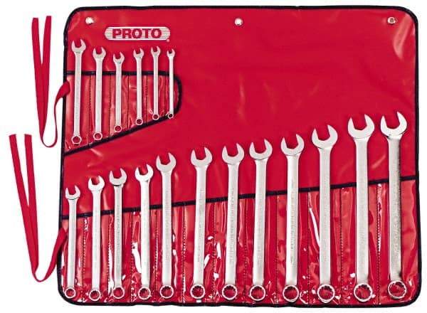 Proto - 18 Piece, 7mm to 24mm, Combination Wrench Set - Metric Measurement Standard, Satin Finish, Comes in Canvas Roll - Exact Tool & Supply