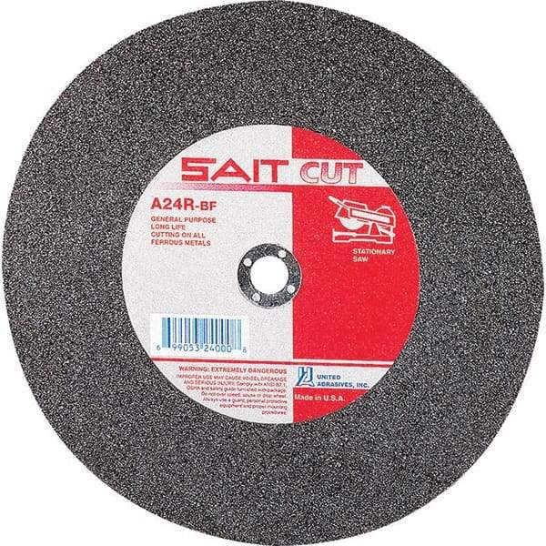 Sait - 16" 24 Grit Aluminum Oxide Cutoff Wheel - 5/32" Thick, 1" Arbor, 3,800 Max RPM, Use with Stationary Tools - Exact Tool & Supply