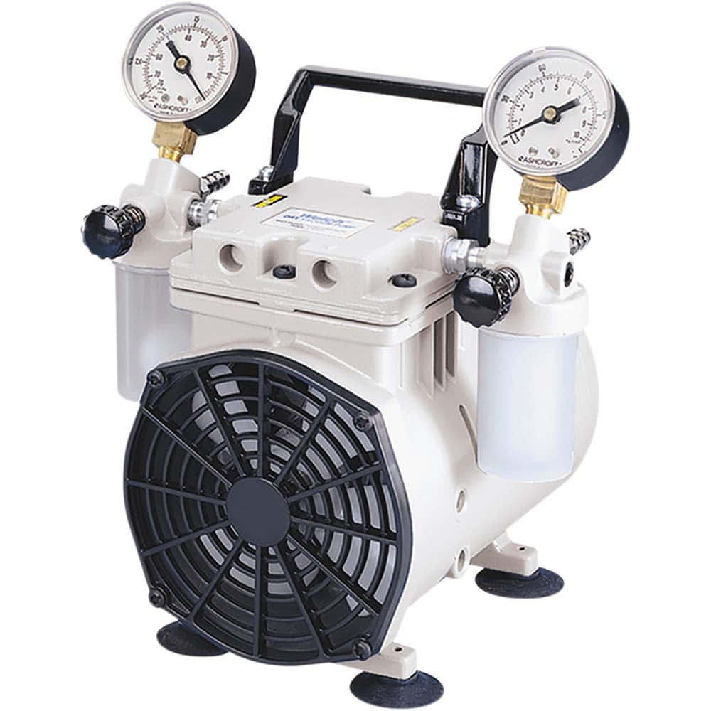 Welch - Piston-Type Vacuum Pumps; Horsepower: .33 ; Cubic Feet per Minute: 3.50 ; Vacuum Pressure (In/Hg): 100.00 ; Voltage: 115V ; Height (Inch): 10 ; Length (Inch): 15 - Exact Tool & Supply