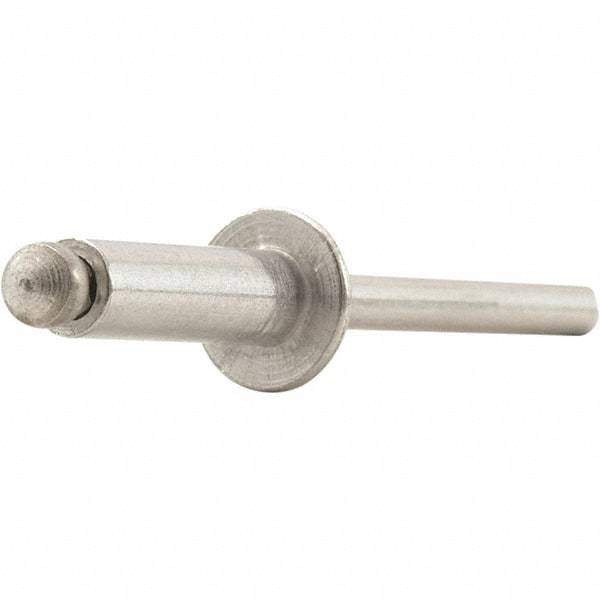 STANLEY Engineered Fastening - Size 8 Dome Head Aluminum Open End Blind Rivet - Steel Mandrel, 0.626" to 3/4" Grip, 1/4" Head Diam, 0.257" to 0.261" Hole Diam, 0.153" Body Diam - Exact Tool & Supply