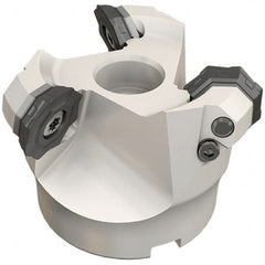 Iscar - 4" Cut Diam, 1-1/2" Arbor Hole, 0.087 (FF OFMW), 0.18 (OF...), 0.39 (RF...)" Max Depth of Cut, 42° Indexable Chamfer & Angle Face Mill - Exact Tool & Supply