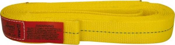 Lift-All - 12' Long x 2" Wide, 6,400 Lb Vertical Capacity, 1 Ply, Polyester Web Sling - 5,000 Lb Choker Capacity, Yellow - Exact Tool & Supply