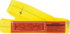 Lift-All - 3' Long x 2" Wide, 6,400 Lb Vertical Capacity, 1 Ply, Polyester Web Sling - 5,000 Lb Choker Capacity, Yellow - Exact Tool & Supply