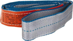 Lift-All - 8' Long x 2" Wide, 3,200 Lb Vertical Capacity, 1 Ply, Polyester Web Sling - 2,500 Lb Choker Capacity, Silver (Color) - Exact Tool & Supply