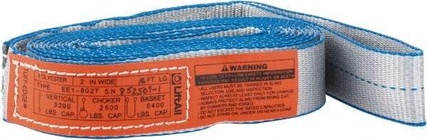 Lift-All - 16' Long x 2" Wide, 3,200 Lb Vertical Capacity, 1 Ply, Polyester Web Sling - 2,500 Lb Choker Capacity, Silver (Color) - Exact Tool & Supply