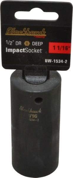 Blackhawk by Proto - 1/2" Drive 1-1/16" Deep Impact Socket - 6 Points, 3-1/2" OAL - Exact Tool & Supply
