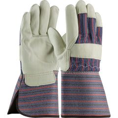 ‎87-1663/XL Grain Leather Palm Gloves - Top Grain Cowhide - Gunn Cut - Reg. Grade - Rubberized Gauntlet Cuff - Exact Tool & Supply