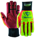 Synthetic Red Reinforced Dotted Double Palm Gloves Large - Exact Tool & Supply