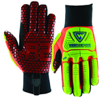 Synthetic Leather Double Palm Reinforced Red Silicone Palm Gloves 2X-Large - Exact Tool & Supply