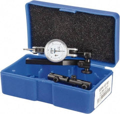 Fowler - 12 Piece, 0" to 0.06" Measuring Range, 1" Dial Diam, 0-15-0 Dial Reading, White Dial Test Indicator Kit - 0.04, 0.08 & 0.12" Ball Diam, 0.001" Dial Graduation - Exact Tool & Supply
