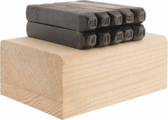 Made in USA - 10 Piece, 3/16" Character Steel Stamp Set - Double Digit Figures, Double Digits - Exact Tool & Supply