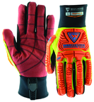 Synthetic Leather Double Palm Reinforced Red PVC Palm Gloves Large - Exact Tool & Supply