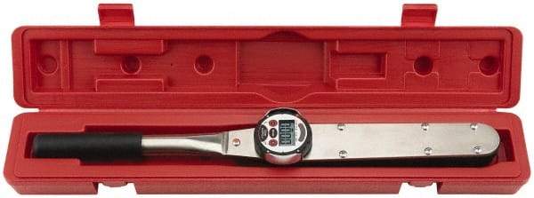 Proto - 1" Drive Electronic Digital Torque Wrench - 133 N/m to 1,335 N/m Torque, 77" OAL, 1 N/m Graduation, Fixed Head - Exact Tool & Supply