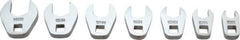 Proto - 7 Piece 1/4" Drive Open End Crowfoot Wrench Set - 7 to 14mm, with Clip Rail - Exact Tool & Supply