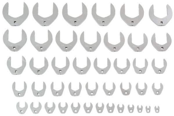 Proto - 43 Piece 3/8" Drive Open End Crowfoot Wrench Set - 3/8 to 3", with Clip Rail - Exact Tool & Supply