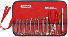 Proto - 12 Piece, 13/64" to 11/32", Ignition Wrench Set - Inch Measurement Standard, Chrome Finish, Comes in Roll Up Pouch - Exact Tool & Supply