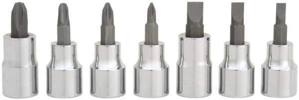 Blackhawk by Proto - 7 Piece, 3/8" Drive Screwdriver Bit Socket Set - #2 to #4 Phillips - Exact Tool & Supply
