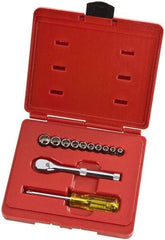 Proto - 12 Piece 1/4" Drive Full Polish Finish Socket Set - 12 Points, 3/16" to 9/16" Range, Inch Measurement Standard - Exact Tool & Supply