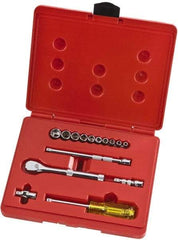 Proto - 15 Piece 1/4" Drive Full Polish Finish Socket Set - 6 Points, 3/16" to 9/16" Range, Inch Measurement Standard - Exact Tool & Supply