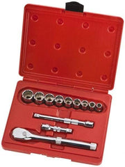 Proto - 12 Piece 3/8" Drive Full Polish Finish Socket Set - 12 Points, 1/4" to 3/4" Range, Inch Measurement Standard - Exact Tool & Supply