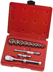 Proto - 12 Piece 3/8" Drive Full Polish Finish Socket Set - 6 Points, 1/4" to 3/4" Range, Inch Measurement Standard - Exact Tool & Supply