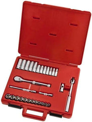 Proto - 29 Piece 3/8" Drive Full Polish Finish Deep Well Socket Set - 6 Points, 8mm to 19mm Range, Metric Measurement Standard - Exact Tool & Supply