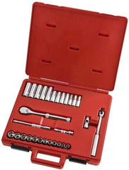 Proto - 29 Piece 3/8" Drive Full Polish Finish Deep Well Socket Set - 12 Points, 8mm to 19mm Range, Metric Measurement Standard - Exact Tool & Supply