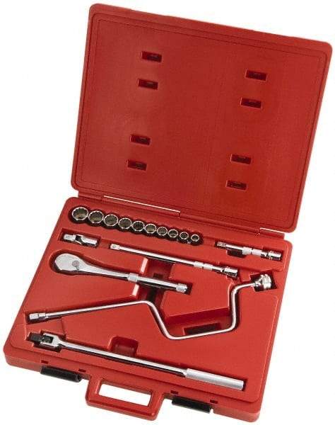 Proto - 16 Piece 1/2" Drive Full Polish Finish Socket Set - 12 Points, 7/16" to 1" Range, Inch Measurement Standard - Exact Tool & Supply