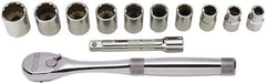 Proto - 12 Piece 1/2" Drive Full Polish Finish Socket Set - 12 Points, 7/16" to 1" Range, Inch Measurement Standard - Exact Tool & Supply