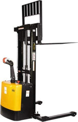 Vestil - 2,000 Lb Capacity, 62" Lift Height, Battery Powered Stacker - 2-1/4" Lowered Height, 42" Fork Length, 58" Overall Width - Exact Tool & Supply