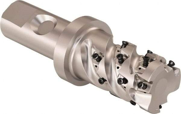 Seco - 32mm Cutting Diam, 25mm Shank Diam, 8mm Max Depth of Cut, Straight Shank Indexable Copy End Mill - 3 Inserts, LOEX Insert, R217.94 Toolholder - Exact Tool & Supply