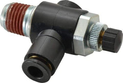 ARO/Ingersoll-Rand - 1/4" Male NPT x 1/4" Female NPT Right Angle Flow Control Valve - 0 to 150 psi & Brass Material - Exact Tool & Supply